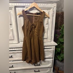Chestnut brown faux suede romper